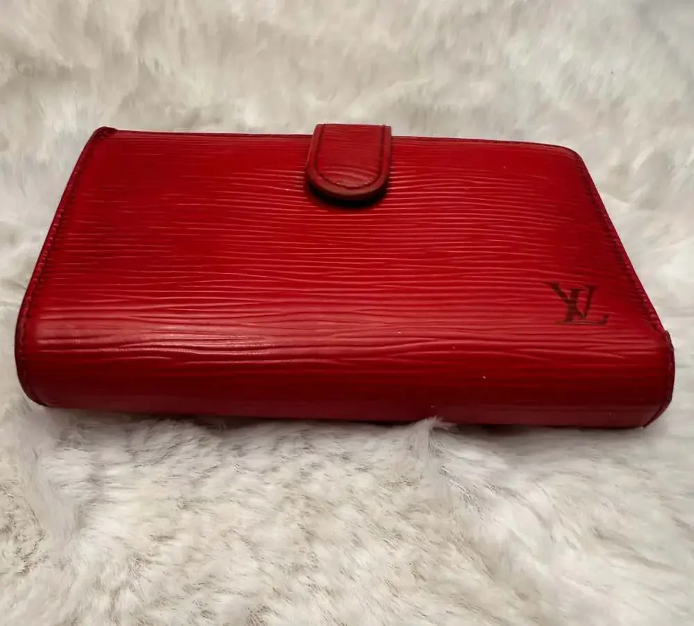 Louis Vuitton Castillan Red Epi Leather French Purse Wallet